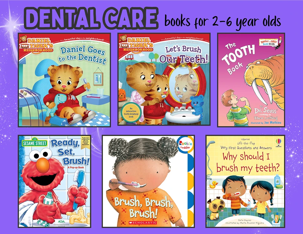 Selection of dental care books for children aged 2-6