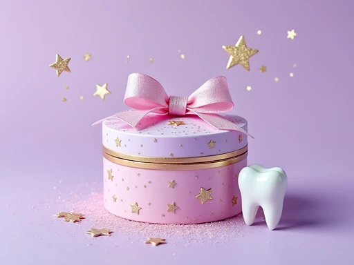 Decorated tooth fairy keepsake box with golden stars and tooth, perfect for storing special tooth fairy letters