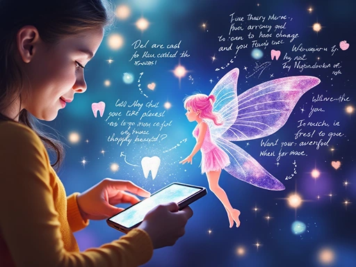 Parent using Tooth Fairy Letter Bot to create personalized magical messages while fairy brings stories to life