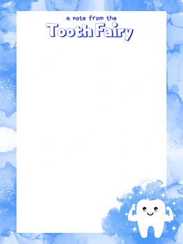 Blue Watercolor Tooth Fairy Note Template