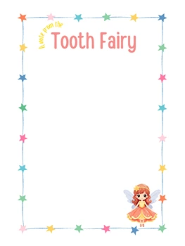 Colorful Stars Tooth Fairy Note Template
