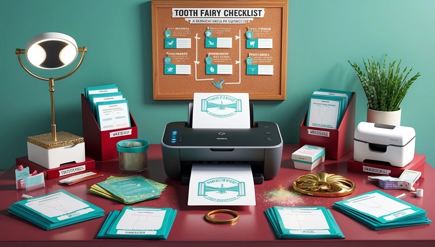 Organized magical letter station with printer, templates, and preparation checklist for 2026